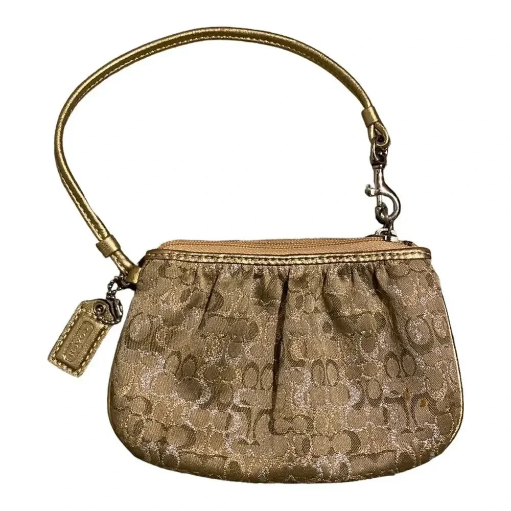 Coach gold cloth wristlet authentic y2k